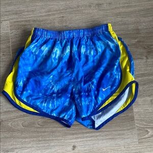 Nike Tie-Dye Blue and Yellow Running Shorts